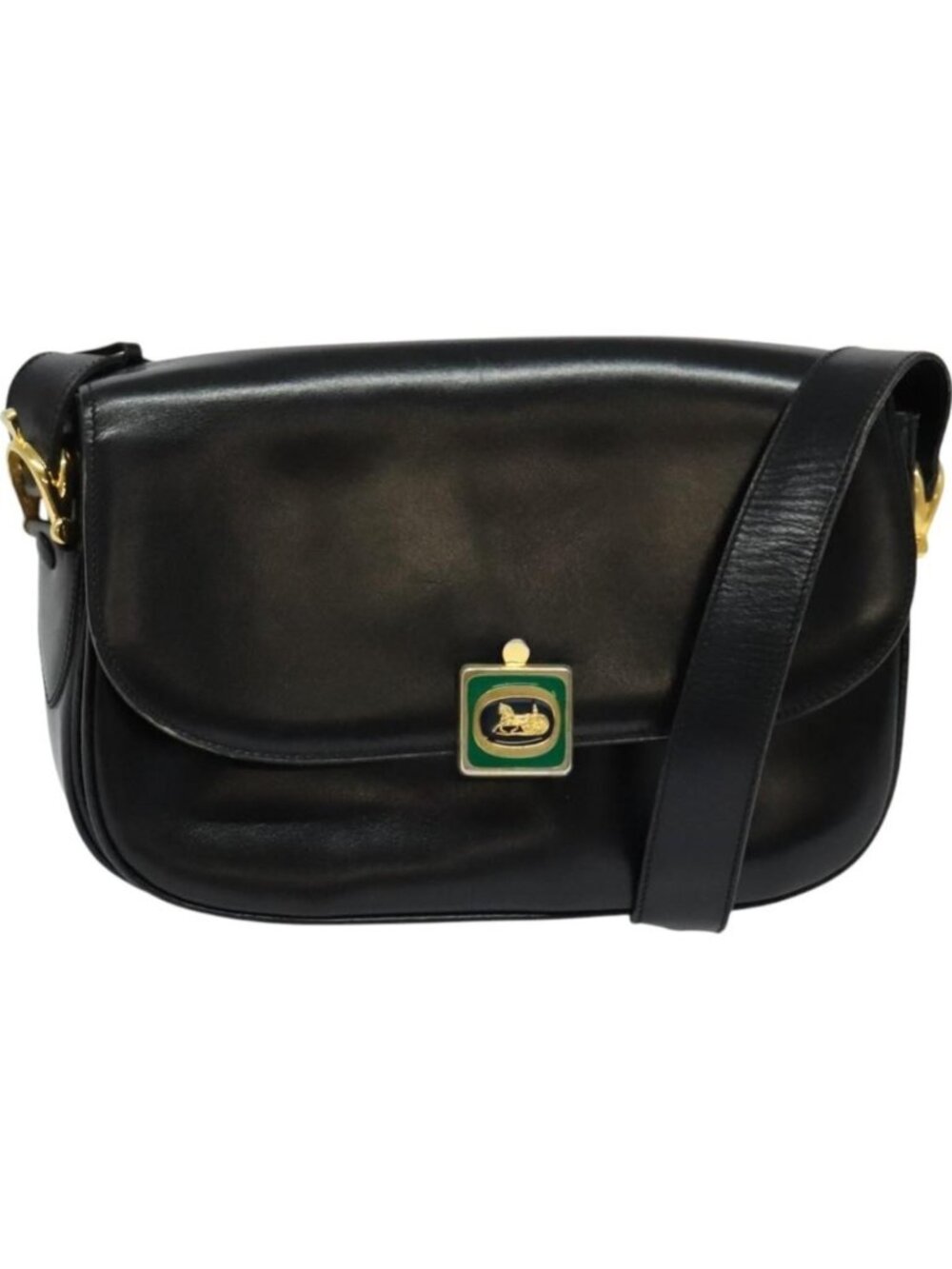 CELINE Shoulder Bag Leather Black Gold
